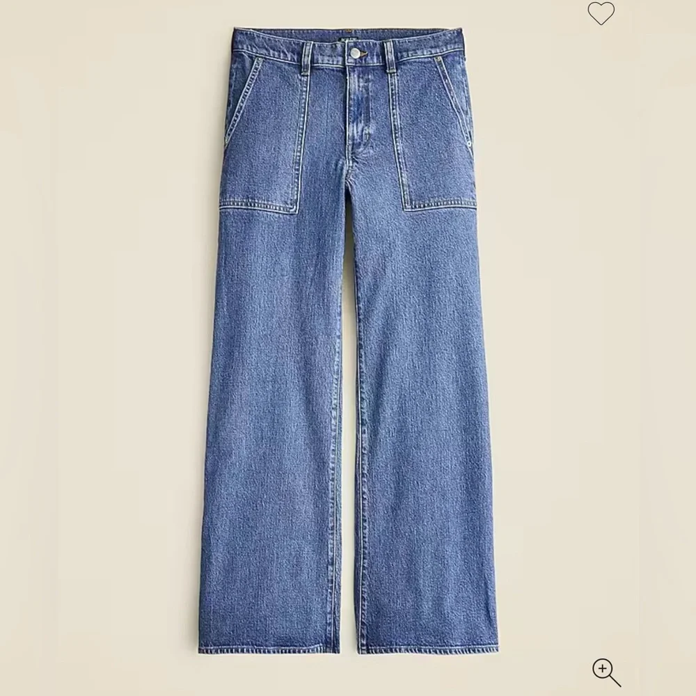 NWT! J.Crew Camp Pocket Wide Leg Jean Cargo Denim Stretch Cotton Blend Blue 29 - Picture 3 of 6